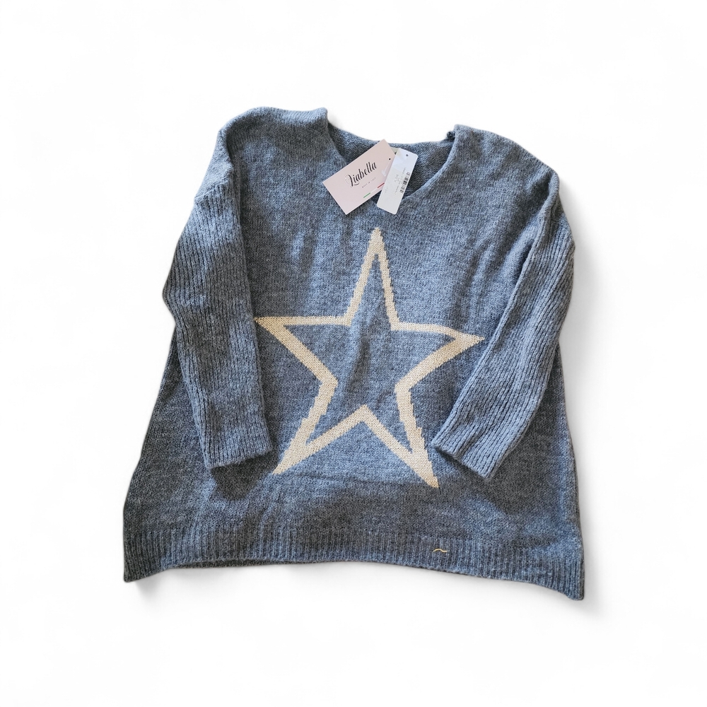Abella Grey Sweater with Gold Star
